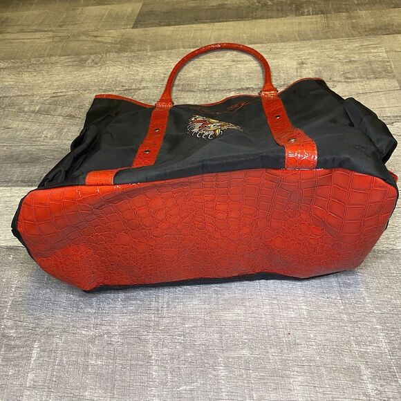 Ed Hardy Nylon Red and Black Mermaid Shoulder Tote Bag - Picture 9 of 12